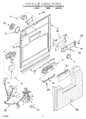 DOOR AND LATCH Diagram and Parts List for KUDY24SEWH0  KitchenAid Dishwasher