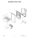 DISPENSER FRONT PARTS Diagram and Parts List for 7WF736SDAM10  Whirlpool Refrigerator