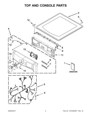 02 - TOP AND CONSOLE PARTS Diagram and Parts List for YMED9000YR1  Whirlpool Dryer