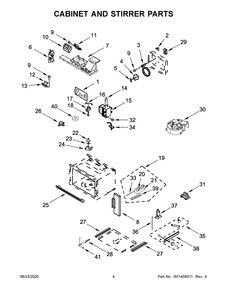 Cabinet And Stirrer Parts Diagram and Parts List for KOCE507EWH11  Whirlpool Microwave Oven Combo