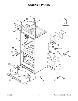 Cabinet Parts Diagram and Parts List for WRF767SDHV00  Whirlpool Refrigerator