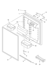 Refrigerator Door Diagram and Parts List for KTRA22ELBT01  KitchenAid Refrigerator