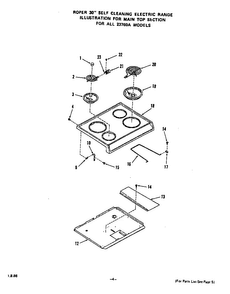 Main Top Diagram and Parts List for 2376*0A  Roper Range