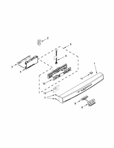 Control Panel And Latch Parts Diagram and Parts List for 66513092N411  Kenmore Dishwasher