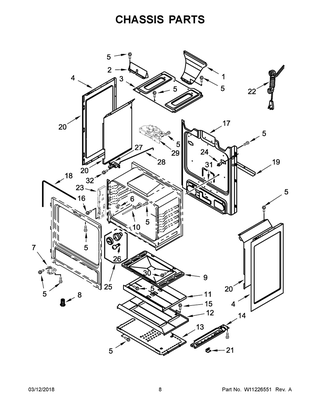 Chassis Parts Diagram and Parts List for IGS426AS3  Whirlpool Range