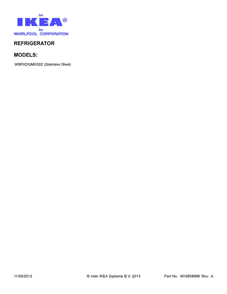 Cover Sheet Diagram and Parts List for IK8RXDGMXS02  Whirlpool Refrigerator
