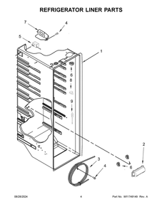 03 - Refrigerator Liner Parts Diagram and Parts List for WRS331SDHW07  Whirlpool Refrigerator