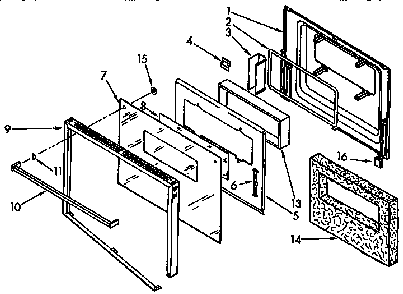 Oven Door Diagram and Parts List for KEDI141YBL0  KitchenAid Wall Oven