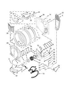Bulkhead Parts Diagram and Parts List for WGD7590FW0  Whirlpool Dryer