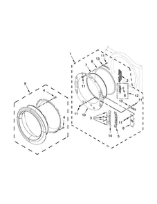 Door Parts Diagram and Parts List for 7MWGD72HEDW1  Whirlpool Dryer
