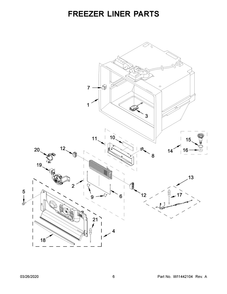 Freezer Liner Parts Diagram and Parts List for WRF954CIHZ03  Whirlpool Refrigerator