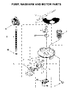 Pump, washarm and motor parts Diagram and Parts List for WDT705PAKB0  Whirlpool Dishwasher