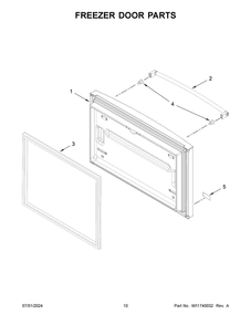 06 - Freezer Door Parts Diagram and Parts List for KRFC300EBS10  Whirlpool Refrigerator