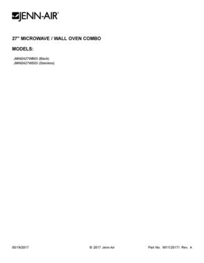 01 - COVER SHEET Diagram and Parts List for JMW2427WS03  Whirlpool Microwave