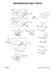 Refrigerator Shelf Parts Diagram and Parts List for URB551WNGZ0  Whirlpool Refrigerator
