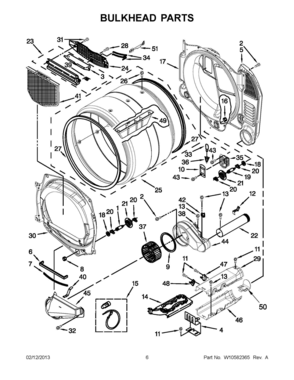 03 - BULKHEAD PARTS Diagram and Parts List for YNED7300WW2  Whirlpool Dryer