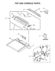 Top And Console Parts Diagram and Parts List for WGD8500DR0  Whirlpool Dryer