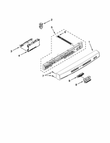 Control Panel And Latch Parts Diagram and Parts List for 66513033K110  Kenmore Dishwasher
