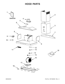 Hood Parts Diagram and Parts List for KVWB600DSS1  KitchenAid Range Hood