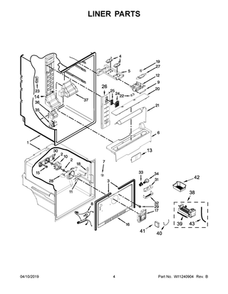 Liner Parts Diagram and Parts List for WRF560SEHV00  Whirlpool Refrigerator