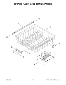 07 - Upper Rack And Track Parts Diagram and Parts List for MDB9979SKZ3  Whirlpool Dishwasher