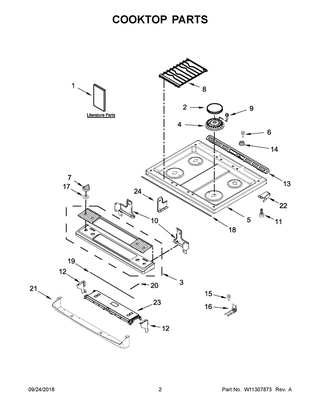Cooktop Parts Diagram and Parts List for WEG515S0FV1  Whirlpool Range