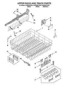 Upper Rack And Track Parts Diagram and Parts List for KUDE48FXBL2  KitchenAid Dishwasher