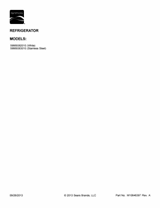 Cover Sheet Diagram and Parts List for 59669382010  Kenmore Refrigerator