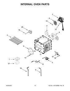 Internal Oven Parts Diagram and Parts List for JGRP636HL01  Whirlpool Range