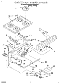 COOKTOP AND MANIFOLD, LIT/OPTIONAL Diagram and Parts List for FGP315BW1  Roper Range