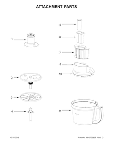 Attachment Parts Diagram and Parts List for 5KFP0933AOB0  KitchenAid Food Processor