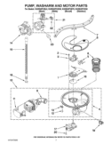 PUMP, WASHARM AND MOTOR PARTS Diagram and Parts List for KUDE40FXSS5  KitchenAid Dishwasher