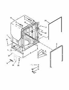 Tub And Frame Parts Diagram and Parts List for 66513409N410  Kenmore Dishwasher