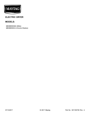 01 - COVER SHEET Diagram and Parts List for MEDB855DW4  Whirlpool Dryer