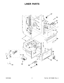 03 - Liner Parts Diagram and Parts List for MFW2055FRZ06  Whirlpool Refrigerator