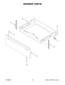 07 - Drawer Parts Diagram and Parts List for MFGS6030RW0  Whirlpool Range