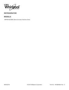 Cover Sheet Diagram and Parts List for WRF991BOOM00  Whirlpool Refrigerator