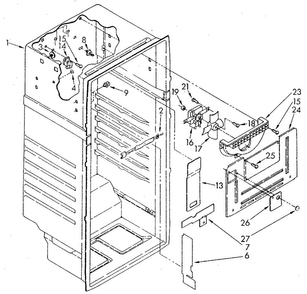 Liner Diagram and Parts List for ET16JKXSN02  Whirlpool Refrigerator