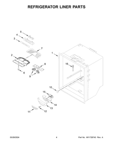 Refrigerator Liner Parts Diagram and Parts List for KRBL102ESS05  KitchenAid Refrigerator