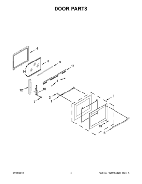 05 - DOOR PARTS Diagram and Parts List for JDS1450FS0  Whirlpool Range