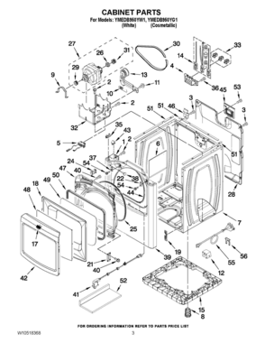 02 - CABINET PARTS Diagram and Parts List for YMEDB950YW1  Whirlpool Dryer