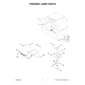 Freezer Liner Parts Diagram and Parts List for WRX986SIHV04  Whirlpool Refrigerator
