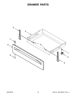 Drawer Parts Diagram and Parts List for WFG510S0HB0  Whirlpool Range