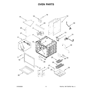 Oven Parts Diagram and Parts List for KFGC500JAV07  KitchenAid Range