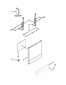Door And Panel Parts Diagram and Parts List for IUD3100BW5  Whirlpool Dishwasher