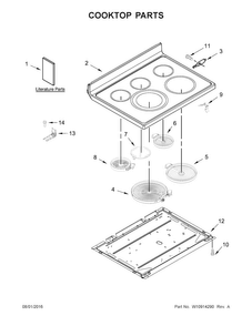 Cooktop Parts Diagram and Parts List for KFEG500ESS1  KitchenAid Range