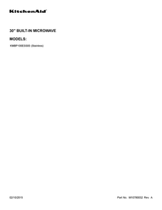 Cover Sheet Diagram and Parts List for KMBP100ESS00  KitchenAid Microwave