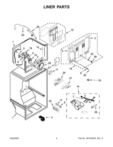 Liner Parts Diagram and Parts List for WRT148FZDB03  Whirlpool Refrigerator