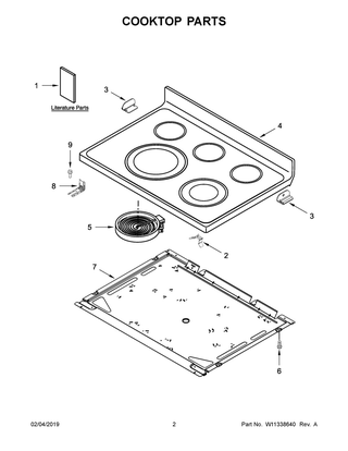 Cooktop Parts Diagram and Parts List for YWFE775H0HW1  Whirlpool Range