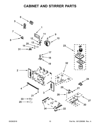 Cabinet And Stirrer Parts Diagram and Parts List for WOC95EC0AB05  Whirlpool Microwave Oven Combo